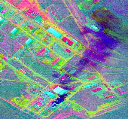 imaging data collected from an overflight of an industrial facility are displayed
